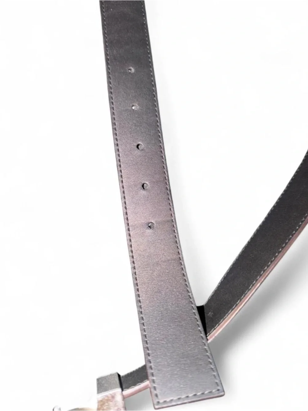 Louis Vuitton — Damier Ebene Women’s Reversible belt Silver HW